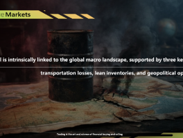 Crude oil is intrinsically linked to the global macro landscape, supported by three key factors: transportation losses, lean inventories, and geopolitical optionality